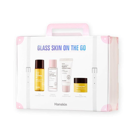 Hanskin Glass Skin On The Go Kit, Travel Friendly Hydrating Skincare Set for Glowing Skin, Cleansers, Skin Essence Toner and Moisturizer, Korean Skin Care [Set of 4 / 30 ml each]-BrightBean Baby