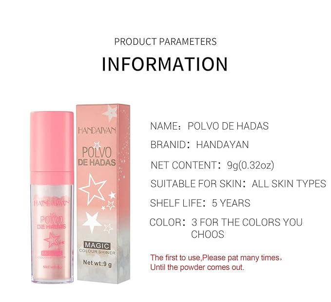 AKARY Body Glitter, Fairy Polvo De Hadas Shimmer Face Highlighter Powder & Blush Stick, Instant Glow Luminizer Duo, Glitter Face Hair High Gloss, Sparkle Smudge-Proof Highlighter Stick Party Makeup (#01 White Moonbeam)-BrightBean Baby