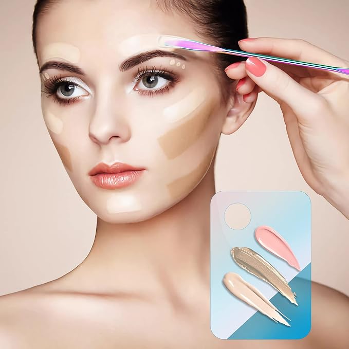 Makeup Spatula Korean Set, Senbos Professional Acrylic Makeup Palette with 2 Pcs Spatula Tool, Tray Apply for Foundation Eye Shadow Lipsticks Nail Art Pigment Blending Set with Leather Covers-BrightBean Baby
