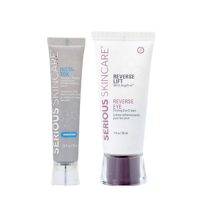 Serious Skincare INSTA-TOX Facial Firming Wrinkle Smoothing Serum and Reverse Lift Firming Eye Cream Set - Filler for Fine Lines, Deep Wrinkles and Pores - Temporary Eye Tightener-BrightBean Baby