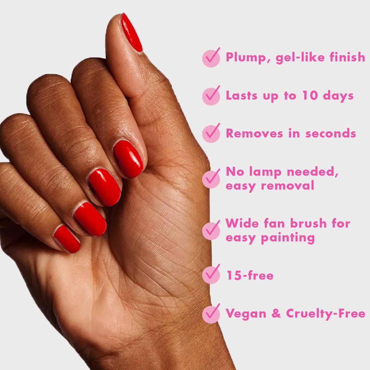 Olive & June Long Lasting Nail Polish | Plump, Gel-Like Finish No Lamp Needed | Lasts up to 10 days | Salon-Quality Color at Home | 15-Free, Vegan & Cruelty-Free Chip-Resistant Shine | CV Cherry Red-BrightBean Baby