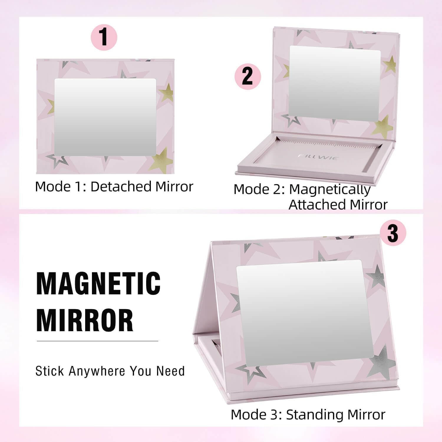 Magnetic Empty Makeup Palette with Mirror – Customizable Refillable Case for Eyeshadow, Blush, Lipstick, Highlighter – Lightweight, Waterproof, with Spatula & 20 Metal Stickers (Pink, Medium)-BrightBean Baby
