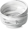 MALACASA Large Marble Grey Ceramic Soup & Salad Bowls Set of 2, 44 OZ (7"), Dishwasher & Microwave Safe, Series REGULAR