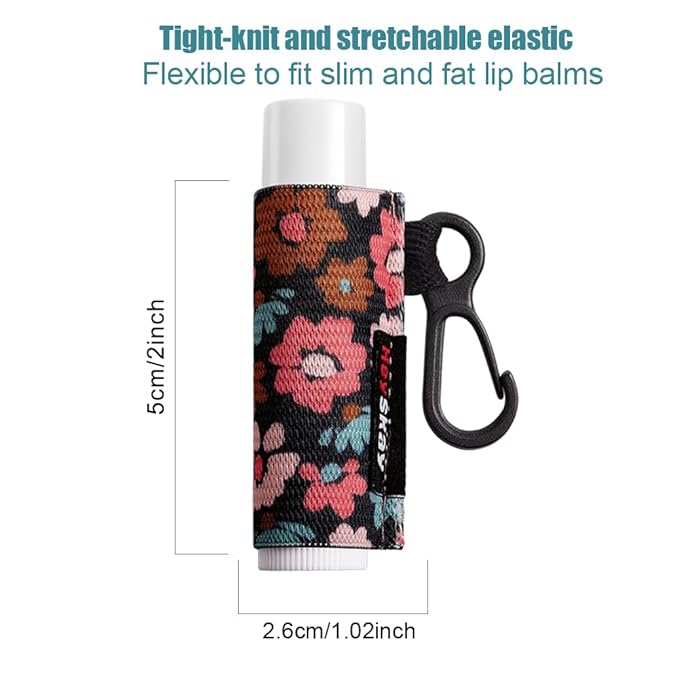 Lip Balm Holder Sleeves Keychain Chapstick Elastic Sleeves (Floral patterns)-BrightBean Baby