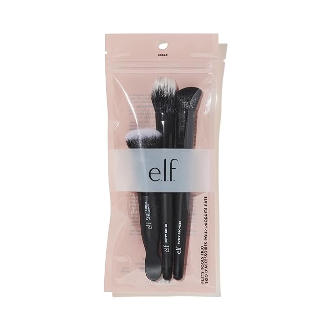 e.l.f. Putty Tools Trio, Set Of 3 Face Makeup Brushes For Putty Products, Helps You Easily Blend Putty Primer, Blush & Bronzer, Vegan & Cruelty-Free-BrightBean Baby