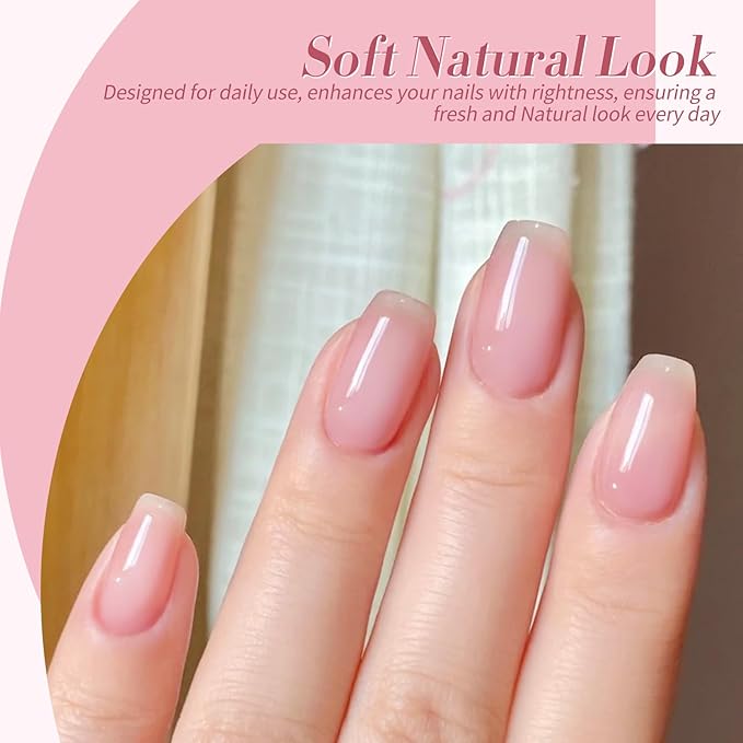 Born Pretty Jelly Pink Gel Nail Polish Set,Nude Pink Translucent Gel Polish,6 Transparent Sheer Colors Soak Off U V Light Cure Gel Polish Kit Nail Art Manicure DIY Kit Home Salon 7ML-BrightBean Baby