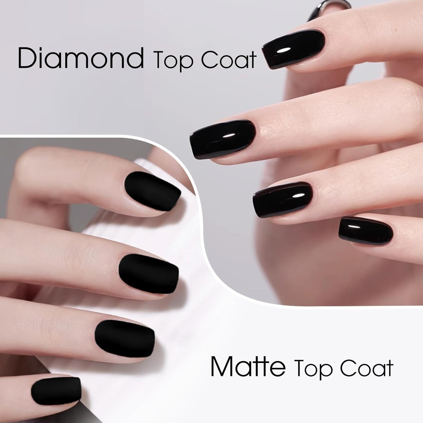 VENALISA 2 Pcs No Wipe Matte Top Coat and Glossy Gel Top Coat Set- High Shiny Long Lasting Clear Gel Nail Polish Kit, Soak Off Nail Art Home and Professional Manicure-BrightBean Baby