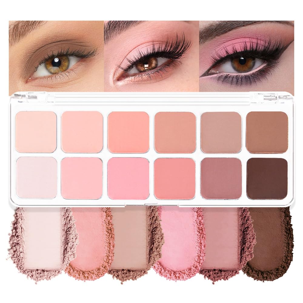 AMY'S DIARY 12 Color Light Pink Brown Eyeshadow Palette, Long-Lasting, and Highly Pigmented eye shadow. Elevate Your Eye Makeup– Unleash Your Unique Style (13#)-BrightBean Baby