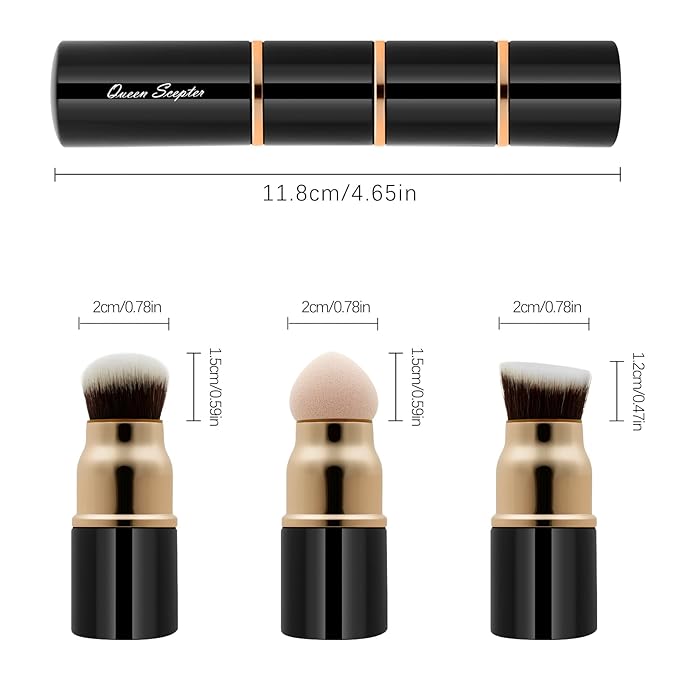 3 in 1 Professional Liquid foundation Makeup Brush Set Kabuki Face Blush Foudation Brush Powder Sponge for Powder/Liquid/Cream Travel Cosmetics Makeup Brushes with Cap-BrightBean Baby