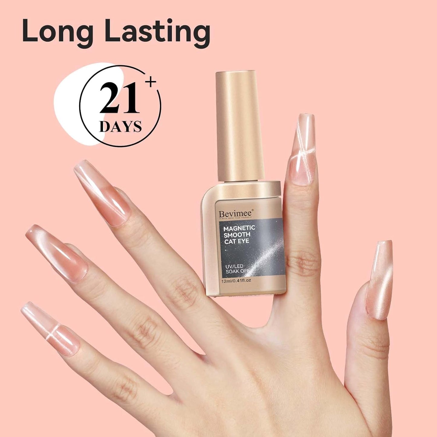 Cat Eye Gel Nail Polish, Moonlight Cateye Gel Polish 12ML Magnetic Nail Polish Holographic Glitter Mirror Glass Ceramics Smoothie UV Gels for Nail Art Manicure DIY at Home 1PC-BrightBean Baby