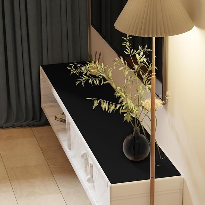 Leather Table Cover,1.8mm Thick,16x54 Inch Desk Cover,Dresser Top Cover,Dresser Top Protector,Dresser Cover Top for Bedroom.(Black+Black,16x54)