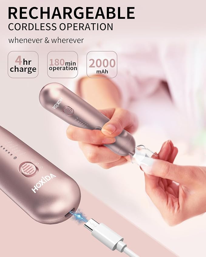 Cordless Electric Nail File Set, Rechargeable Pedicure Tools for feet, Professional Manicure Pedicure Kit 5 Speeds Hand Foot Care Nail Drill for Thick Nail Toenail Cuticle Women Men Pets-BrightBean Baby