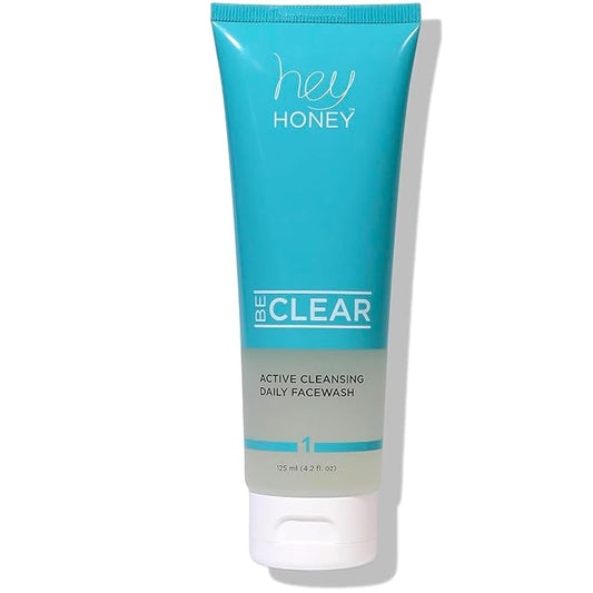 Hey Honey Skincare Be Clear Acne Routine | Daily Active Cleansing Face Wash | Youth & Young Adults, Blemishes Prone | Propolis & Gentle Exfoliating Acids | Fast & Long Lasting Oil Control | 5 fl oz-BrightBean Baby
