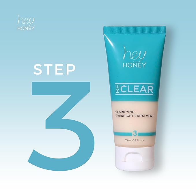 Hey Honey Skincare Be Clear Acne Routine | Clarifying Overnight Treatment | Propolis & Herbal Cream for Blemishes & Acne-Prone Skin | Immidiate Soothing Relief | 1.9 Oz-BrightBean Baby