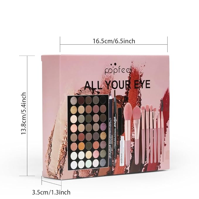 All in One Eyeshadow Palette Makeup Set, Makeup Kits with Makeup Brush Set, Mascara, Eyebrow Pen,Travel Makeup Bundle Holiday Surprising Makeup Gift Box for Women Girls, Vegan, Maquillage-BrightBean Baby
