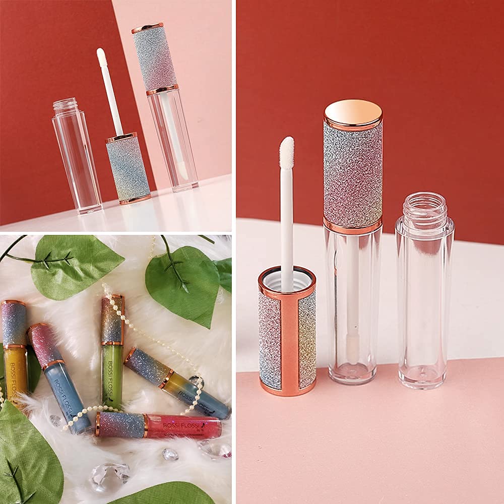 AMORIX 72 Pack 5ml Rainbow Lip Gloss Tubes with Wand 5ml Lip Gloss Containers Empty Lipgloss Bottles + 4pcs Syringes for DIY Lip Gloss Balm-BrightBean Baby