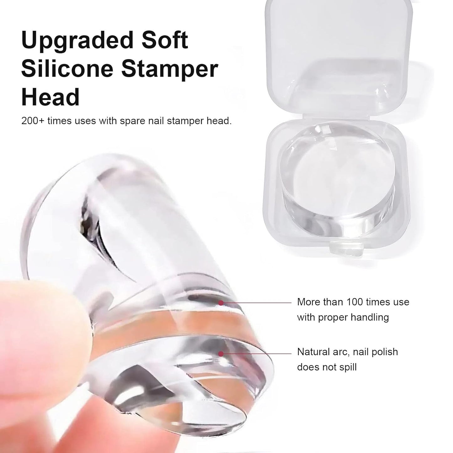 Nail Art Stamper Clear Silicone Nails Stamping Jelly with Scraper Transparent Visible Body DIY Manicure Nail Art Tool B-BrightBean Baby