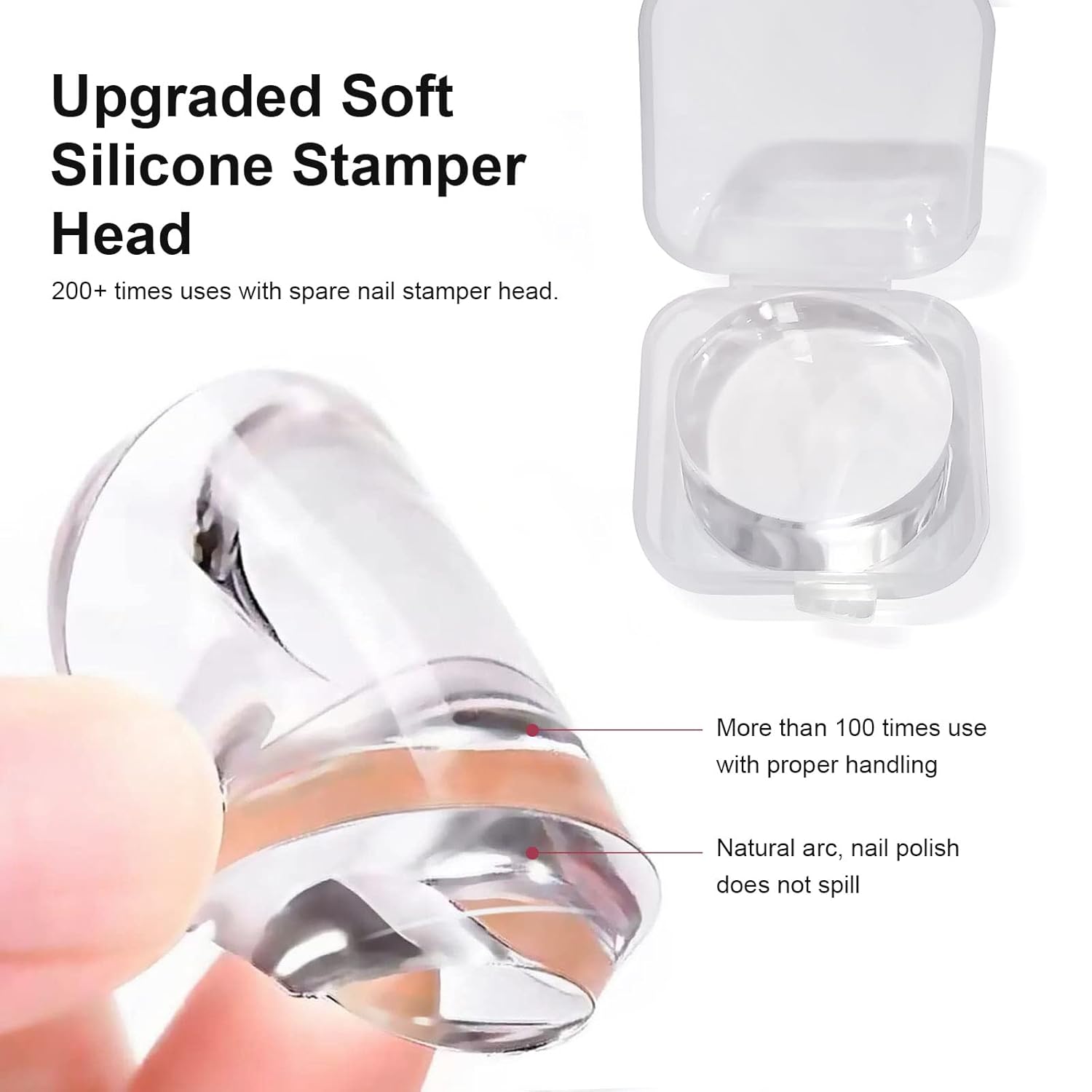 Nail Art Stamper Clear Silicone Nails Stamping Jelly with Scraper Transparent Visible Body DIY Manicure Nail Art Tool B-BrightBean Baby