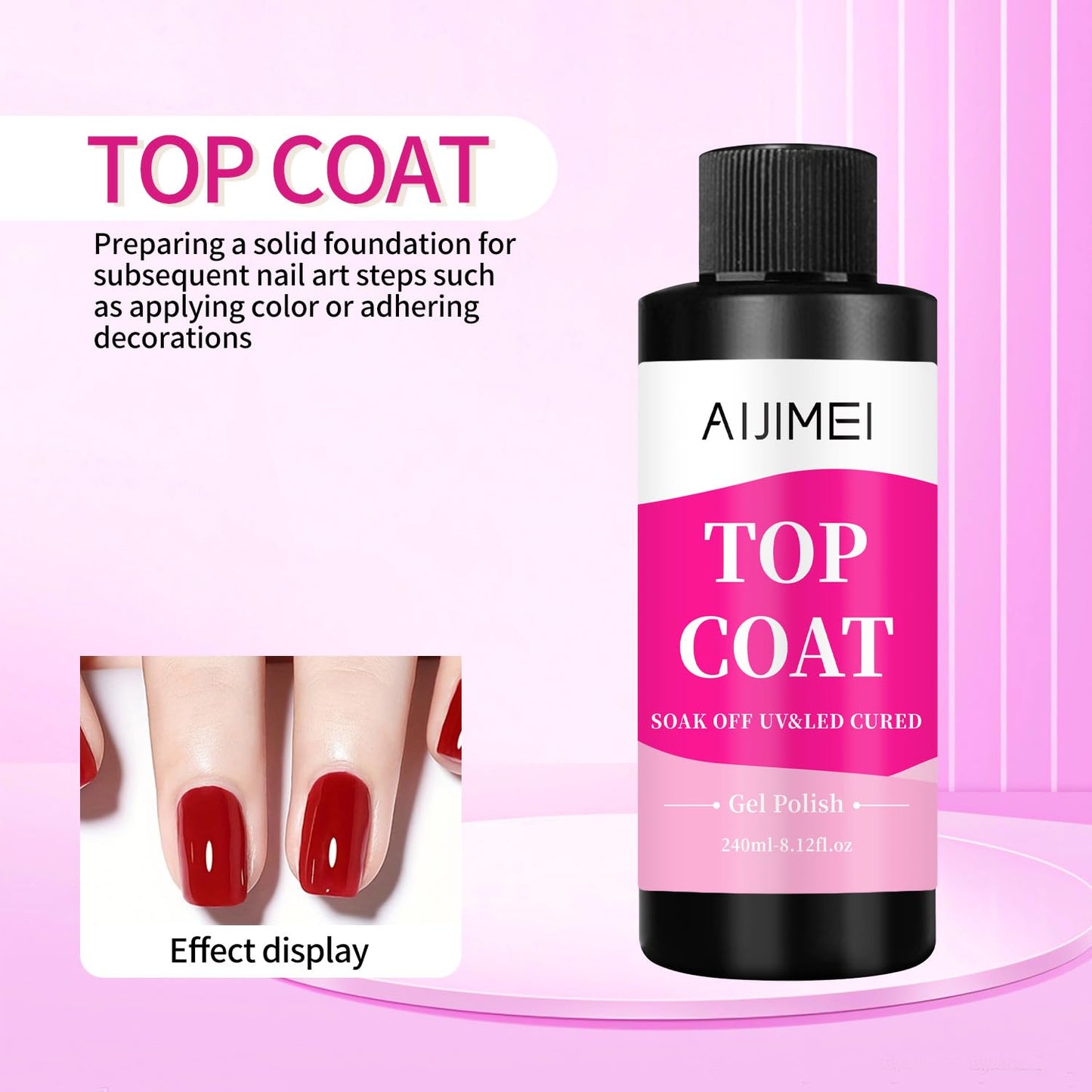 AIJIMEI Top Coat Nail Polish Premium 240ml Gel Top Coat – Long Lasting, Top Coat for Gel Nail Polish – Nail Art Topcoat for Salon-Grade Nails at Home 8 Fl Oz-BrightBean Baby