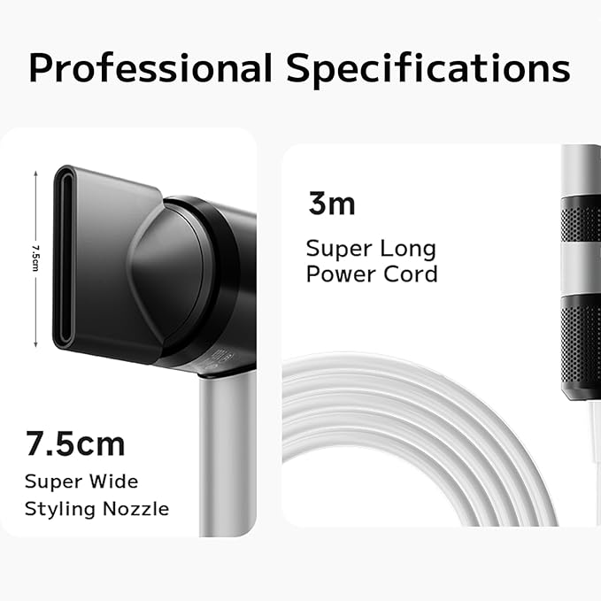 PLUZZ Pro Professional Hair Dryer with 3M Power Cord, 140,000 RPM Brushless Motor High-Speed, 500M Negative Ions, Quiet & Lightweight, Diffuser & Holders Attachments – Salon/Home Use-BrightBean Baby