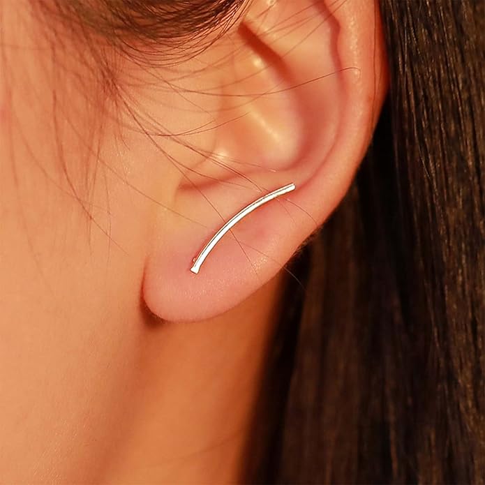 Boho Bar Ear Climber Earrings Gold Stick Studs Earrings Bar Ear Crawler Earrings Geometric Minimalist Earrings Jewelry for Women and Girls-BrightBean Baby