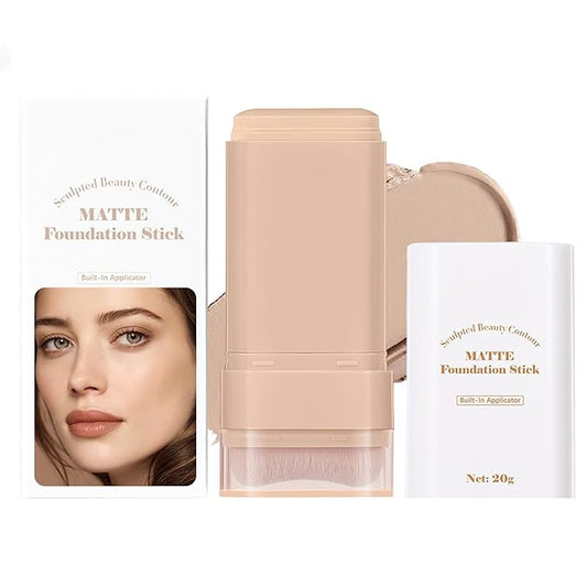 Beauty Balm Serum Boosted Skin Tint, Dual-Ended Eraser Foundation Stick with Brush, Full Coverage Cream Korean Makeup, Long-Lasting Stick for Smooth, Flawless Finish (#2 Nature)-BrightBean Baby