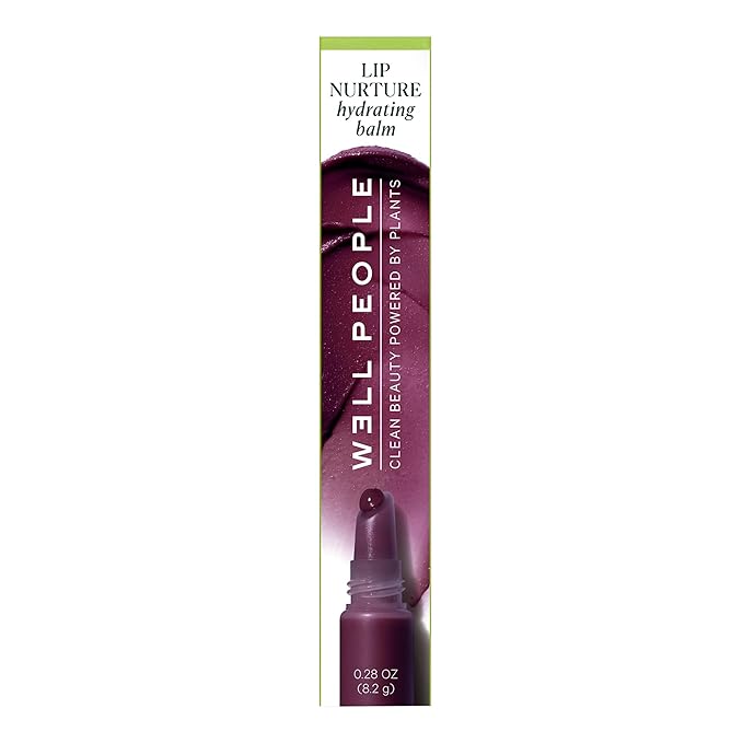 Well People Lip Nurture Hydrating Balm, Lip Balm For Hydration & Vibrant Sheer Color, Soothes & Softens Lips, Vegan & Cruelty-free, Blackcurrant-BrightBean Baby