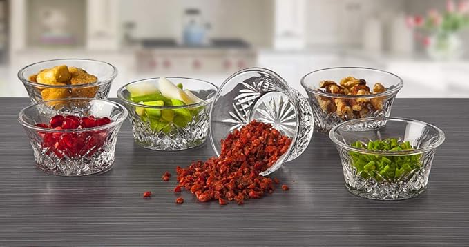 Godinger Bowl Set - Mini Crystal Prep, Dip, Dessert, Bar Dish Bowls - Set of 6, 2oz