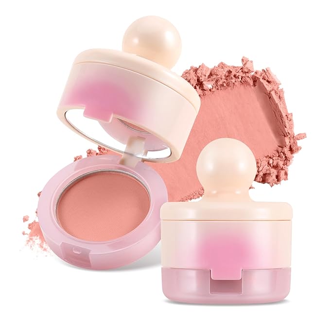 Boobeen Blush Compact for Face, Matte Powder Blush for Cheeks Powder Palette, Nude Light Blush with Puff, Blusher Makeup for a Radiant, Natural Glowing-BrightBean Baby