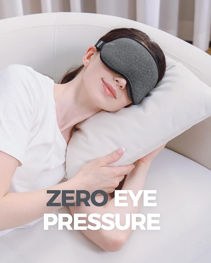 MZOO Luxury Sleep Mask for Back, Side Sleeper, Complete Light Blocking Sleeping Eye Mask Night Blindfold, 3D Zero Pressure & Spacious for Lash Extensions, Breathable Soft Eye Cover Flight Nap Travel-BrightBean Baby