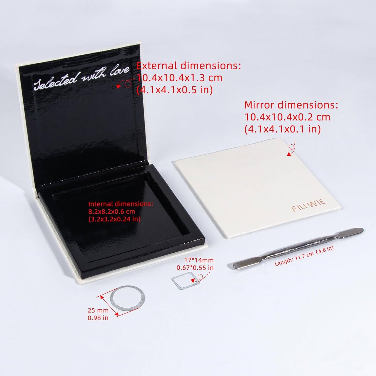 White Magnetic Refillable Makeup Palette with Mirror – Lightweight, Durable, Travel-Ready Case for Eyeshadow, Blush, Lipstick – Includes Spatula & 20 Stickers – Small, Waterproof Paperboard-BrightBean Baby