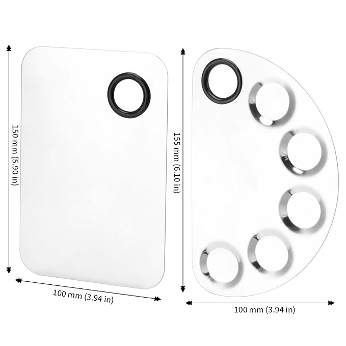 4 Pack Metal Makeup Palette, Makeup Mixing Palette with Spatula Makeup Palette Mixer Tray for Color Mixing and Makeup, Silver（2 Sizes）-BrightBean Baby