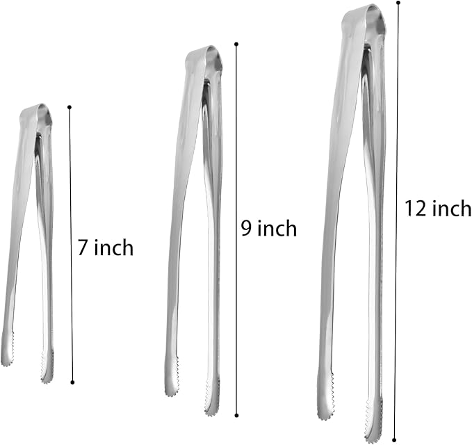 Serving Tongs Kitchen Tongs,Buffet Tongs, Stainless Steel Food Tong Serving Tong,small tongs 8 Pack(Sliver 9 Inch)