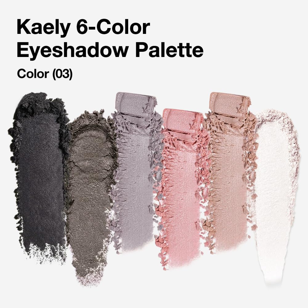 Kaely 6 Color Mini Nude Eyeshadow Palette Makeup, Highly Pigmented Eye Shadow Palette Waterproof, Natural Glitter Shimmer Eye Shadow Palette, paleta de sombras de ojos, Vegan & Cruelty-free, 03-BrightBean Baby