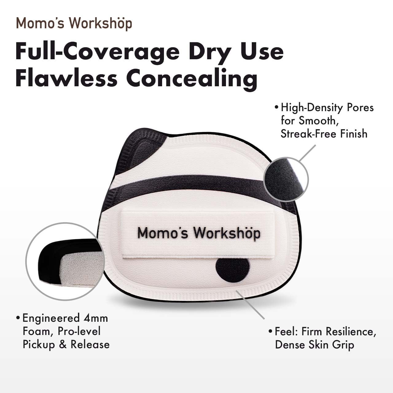 Panda Air Marshmallow Puff,Makeup Sponge,Rubycell Material,Pointed Tip for Concealer + Flat Side for Foundation, Longwear Makeup, Travel Friendly & Reusable,2pcs Puffs & Storage Case-BrightBean Baby