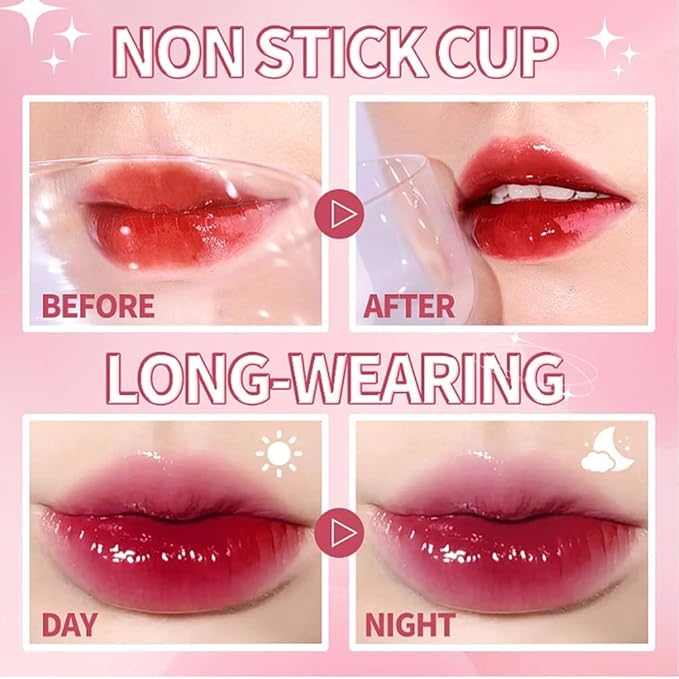 6 Colors Lip Tint Stain Set, Korean Velvet Watery Lip Stain Moisturizing Mini Liquid Lipstick, Multi-use Lip and Cheek Tint, Long lasting Non-Stick Cup Waterproof, Lip Color Makeup-BrightBean Baby