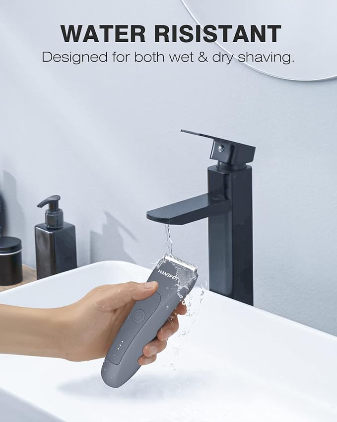 MANSPOT Electric Groin Hair Trimmer Hair Finishing Trimmers, Men's Shaving & Grooming Sets Kit with 4 Guards and Replaceable Ceramic Blade Heads,Waterproof Wet/Dry Trimmer,90 Minutes Shaving Tools-BrightBean Baby