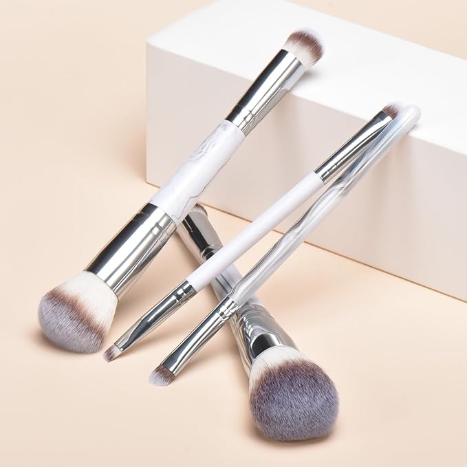 4 pcs makeup brushes, double head makeup brush set, loose powder powder blusher foundation make-up concealer eye shadow eyebrow brush, multi-purpose makeup tools-BrightBean Baby