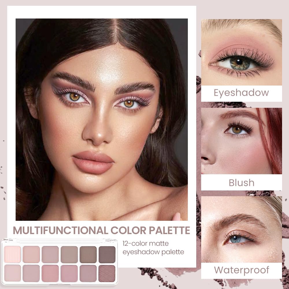 AMY'S DIARY 12Color Light Pink Purple Eyeshadow Palette, Long-Lasting, and Highly Pigmented. Elevate Your Eye Makeup– Unleash Your Unique Style (08#)-BrightBean Baby