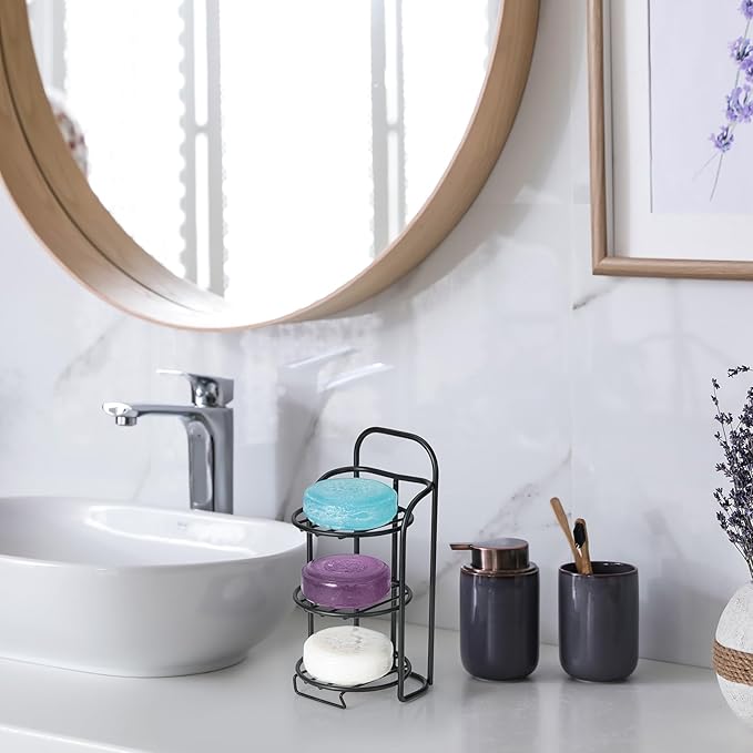 3-Tier Shower Soap Shampoo Bar Holder, Self Adhesive & Freestanding Draining Bathroom Soap Dish Caddy for Bathroom Wall Accesories Decor-BrightBean Baby