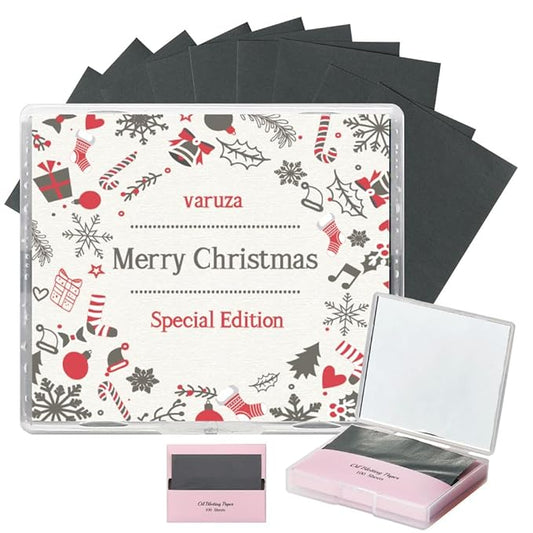 [200 Counts + Mirror Case] Christmas Edition Natural Bamboo Charcoal Oil Blotting Sheets for Face with Mirror Case-BrightBean Baby