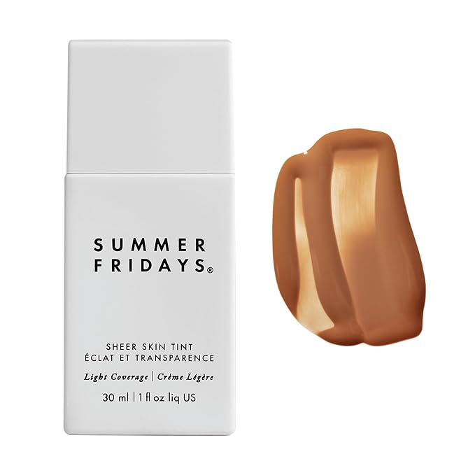 Summer Fridays Sheer Skin Tint - Skin Tint with Hyaluronic Acid - Helps Diminish Uneven Skin Tone - Sheer to Light Coverage - Shade 7 - Medium Deep with Golden Neutral Undertones (1 Fl Oz)-BrightBean Baby