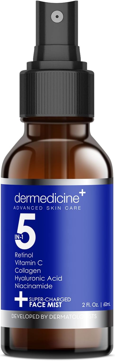 5 in 1 Super Charged Anti-Aging Face Mist w/Retinol, Vitamin C, Collagen, Hyaluronic Acid & Niacinamide | Hydrates, Refreshes & Brightens for a More Glowing Complexion | 2 fl oz, 60 ml-BrightBean Baby