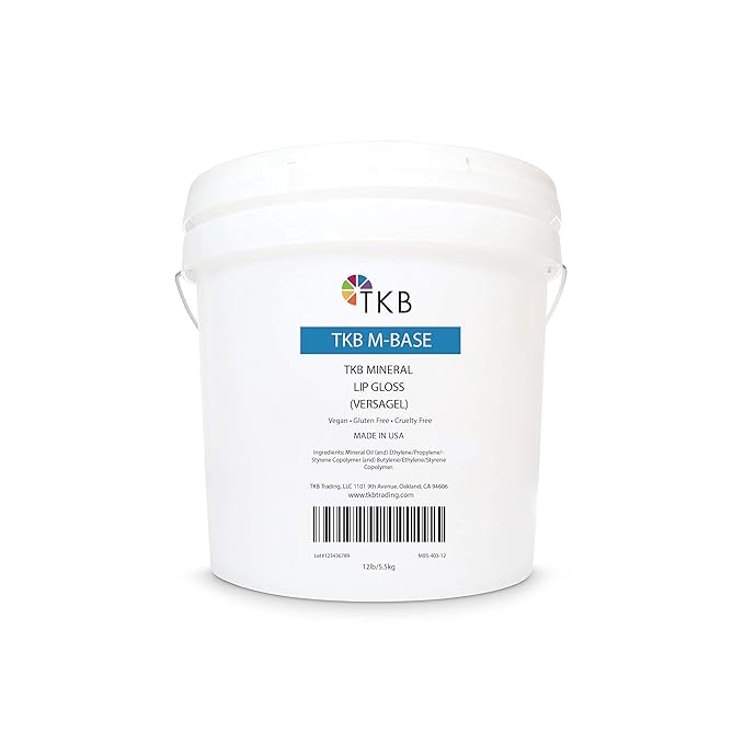 TKB Mineral Lip Gloss (M-Base) | Clear Versagel Base for DIY Lip Gloss, Made in USA (12lb (5.5 kg))-BrightBean Baby