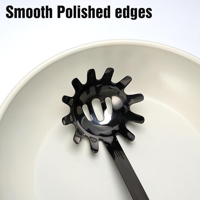 Stainless Steel Spaghetti Spoon - 12.6 Inch Pasta Spoon with Comfortable Grip Design -Metal Pasta Fork Pasta Server - Kitchen Gadgets Pasta Ladle Kitchen Tools