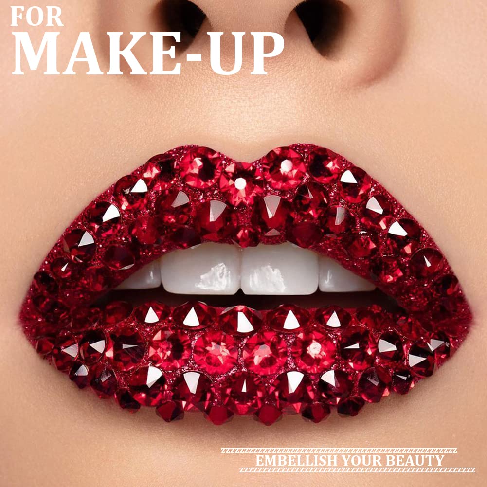 One Pack 2000 Pcs of Flatback Round Red Rhinestones 6 Sizes (1.5-6 mm) with Nail Art Rhinestone Picker Pencil and Tweezers for DIY and Salon Use-BrightBean Baby