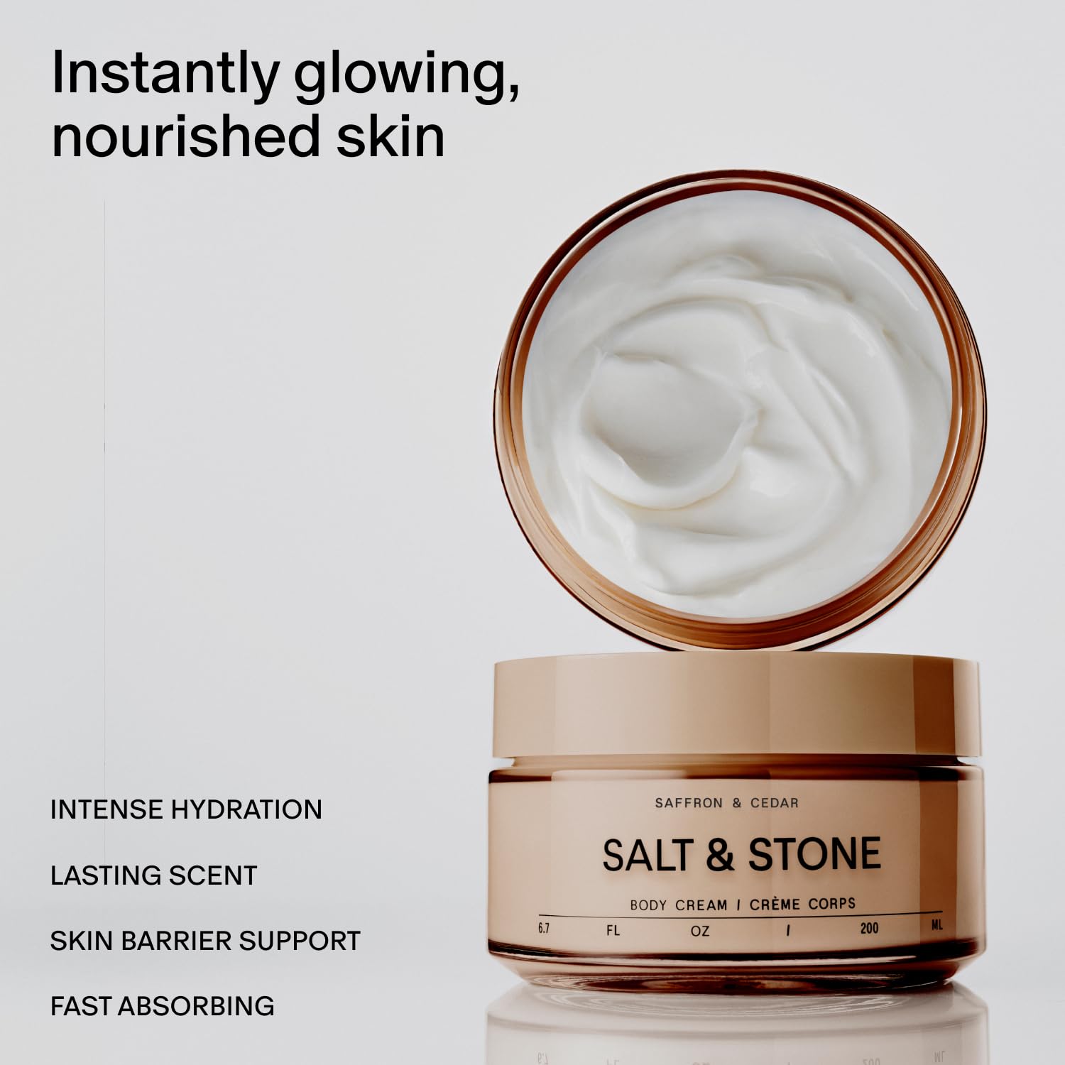 Salt & Stone Body Cream – Saffron & Cedar | Hydrating Formula with Seaweed Extracts, Spirulina & Squalane | Deep Hydration, Skin Barrier Support & Healthy Glow | for all Skin Types (6.7 fl oz)-BrightBean Baby
