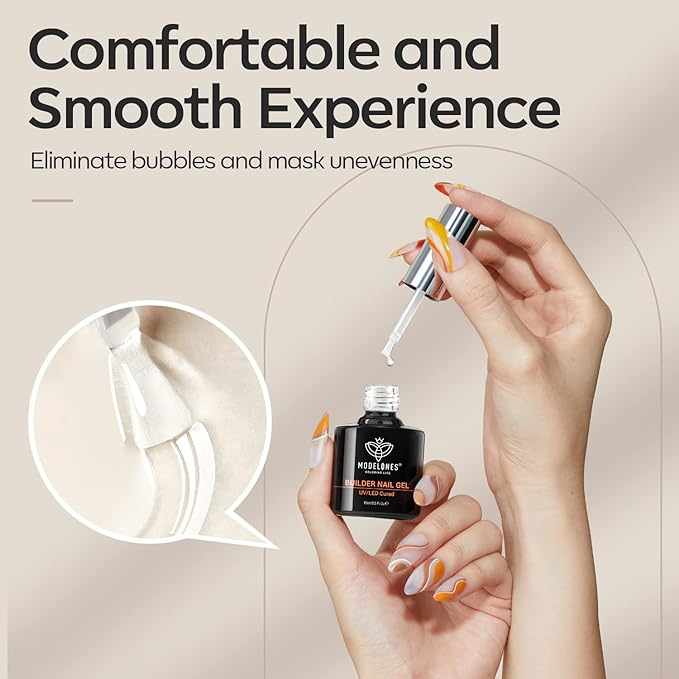 modelones Builder Nail Gel, 7-in-One Clear Builder for Nails, LED Lamp Cured Color Rubber Base Gel Polish Coat Strengthener Thickening Extension Rhinestone Glue in a Bottle for DIY Home Salon Gifts-BrightBean Baby