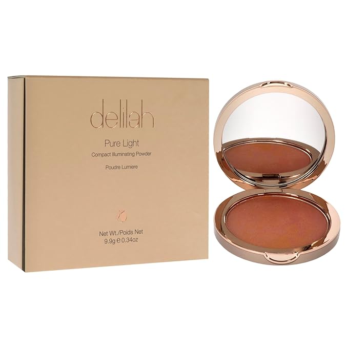 delilah - Pure Light Compact Illuminating Powder - Lustre - Lightweight, Long Lasting, Loose Setting Powder Face Makeup For Brightening And Radiant Finish - Light Coverage - Vegan-Cruelty Free-0.34 oz-BrightBean Baby