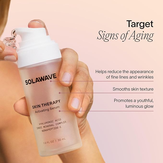 Solawave Wand Skin Therapy Activating Serum | Hyaluronic Acid and Peptides | Enhance Skincare Device Results | Hydrating Microcurrent Galvanic Current | Wrinkle Smoothing-BrightBean Baby